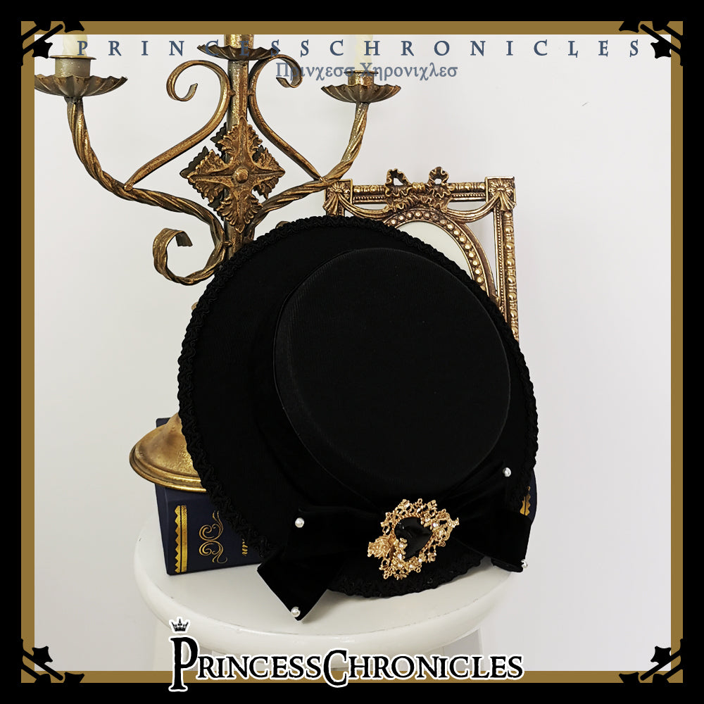 Princess Chronicles - Elegant Lolita Bow Flat Bonnet - Handmade Headwear