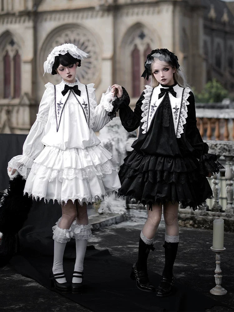 With PUJI - Dawn Bell & Dusk Song - Gothic Lolita Velvet OP Dress, Back Zipper