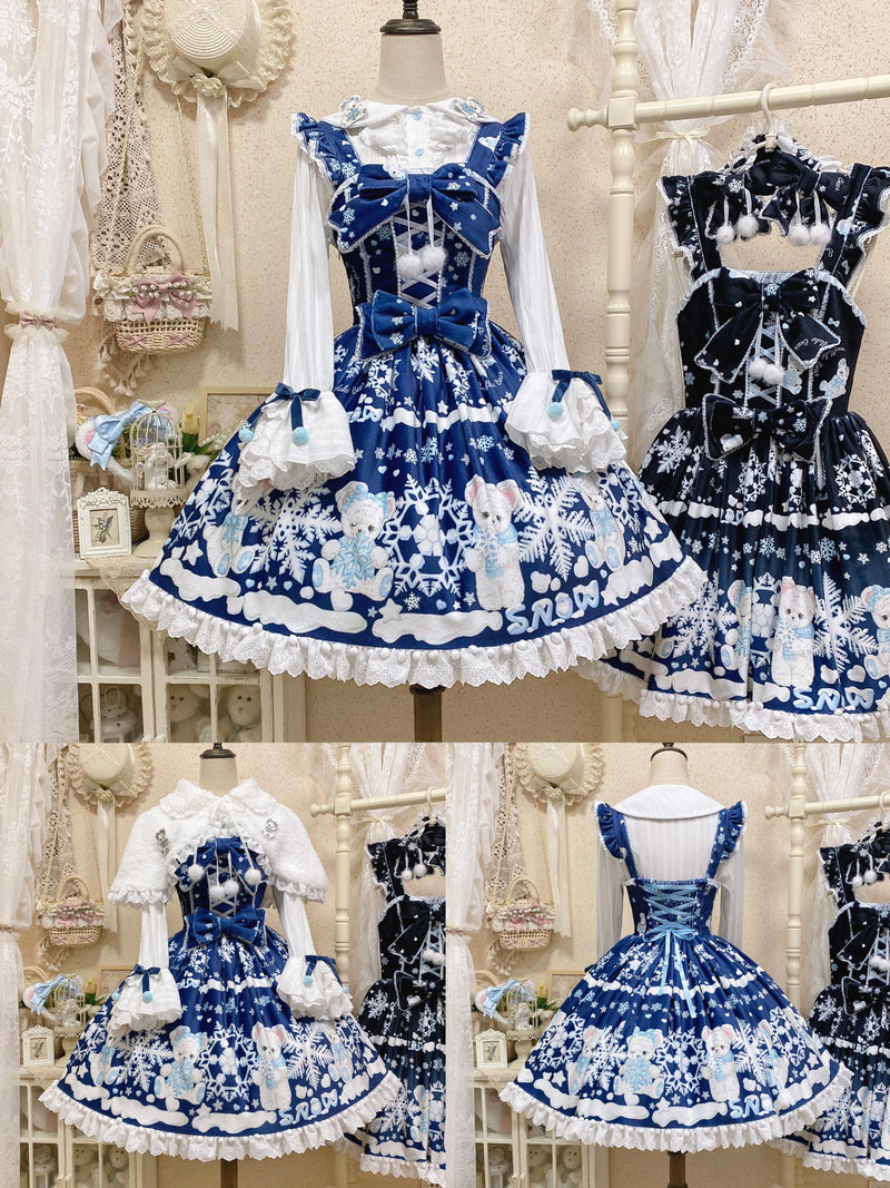 Snowflake Bear Lace-Trim Plush Lolita JSK — additional product view