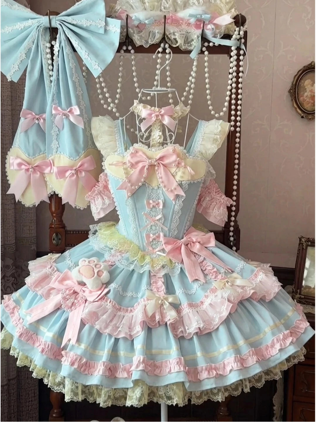 Creamy - Candy Pastel - JSK Dress Full Set with Layered Ruffles