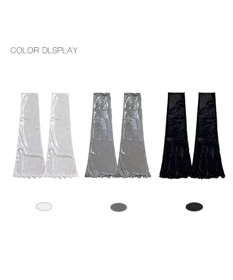 Shimmer scrunch socks styled over pointed shoes