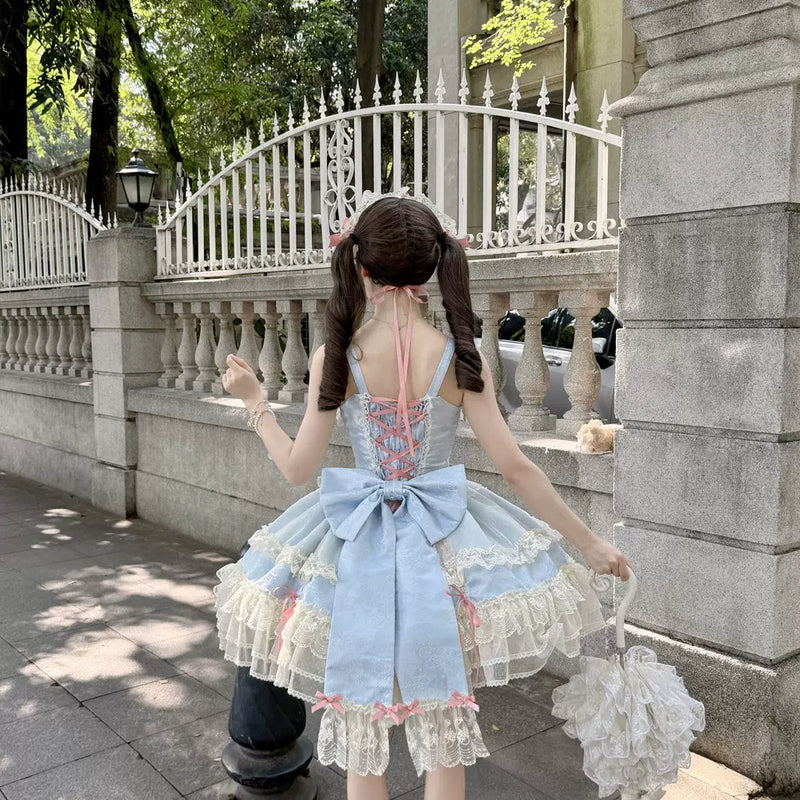 Hanguliang Satin Heart Knot Ballet JSK Dress