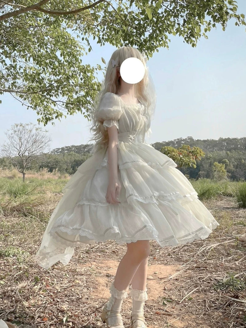Yueele - Butterfly Bridal Train - Plus-Size Sweet Lolita OP Dress - detail view 3