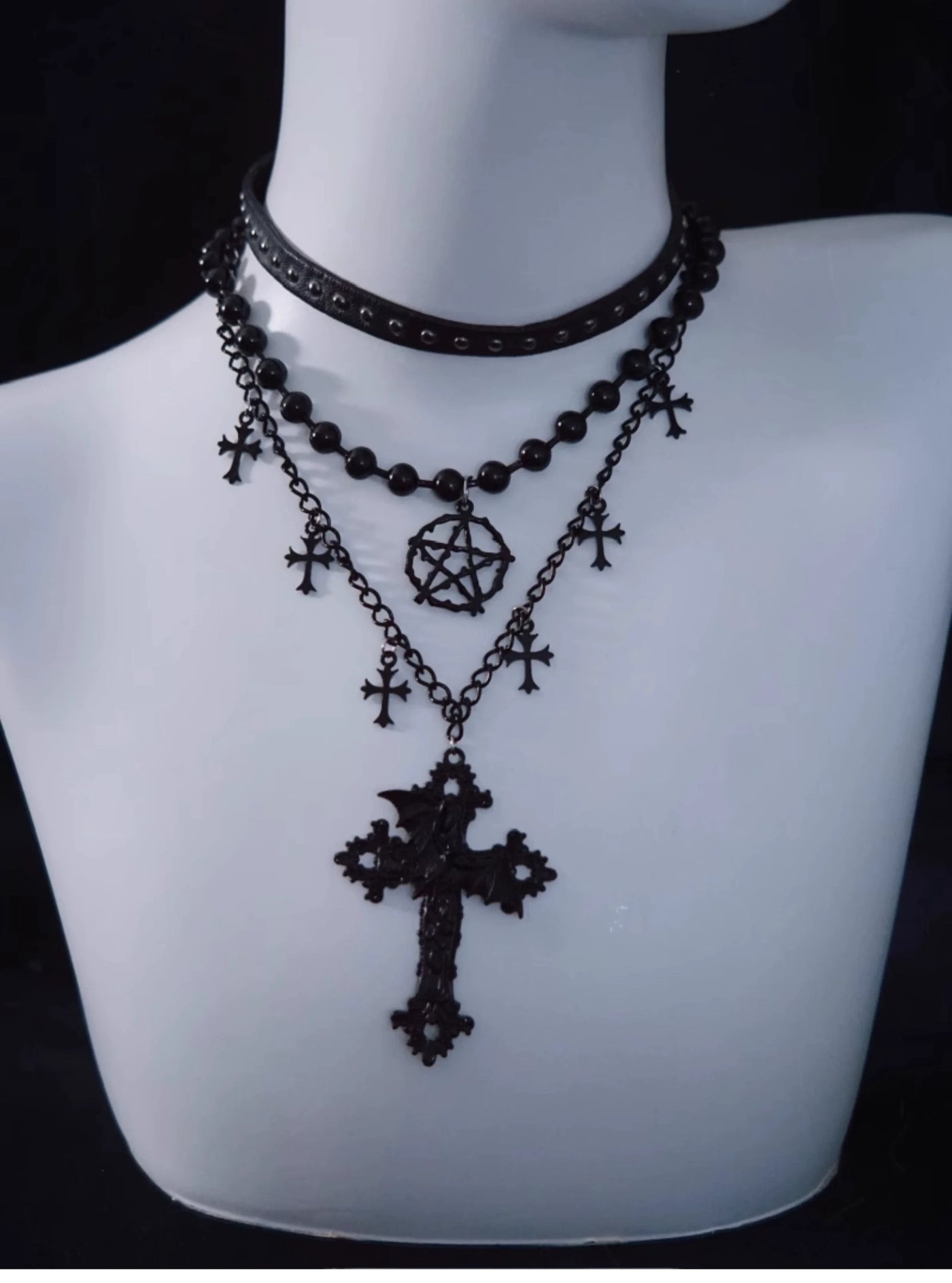 Strange Sugar - Triple Layer Gothic Lolita Necklace - Neckwear