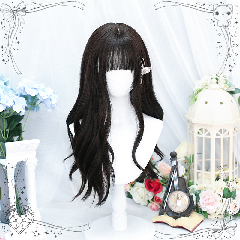 Dalao Home - Daily Long Curly Wavy Black Tea - Lolita Wig Wig