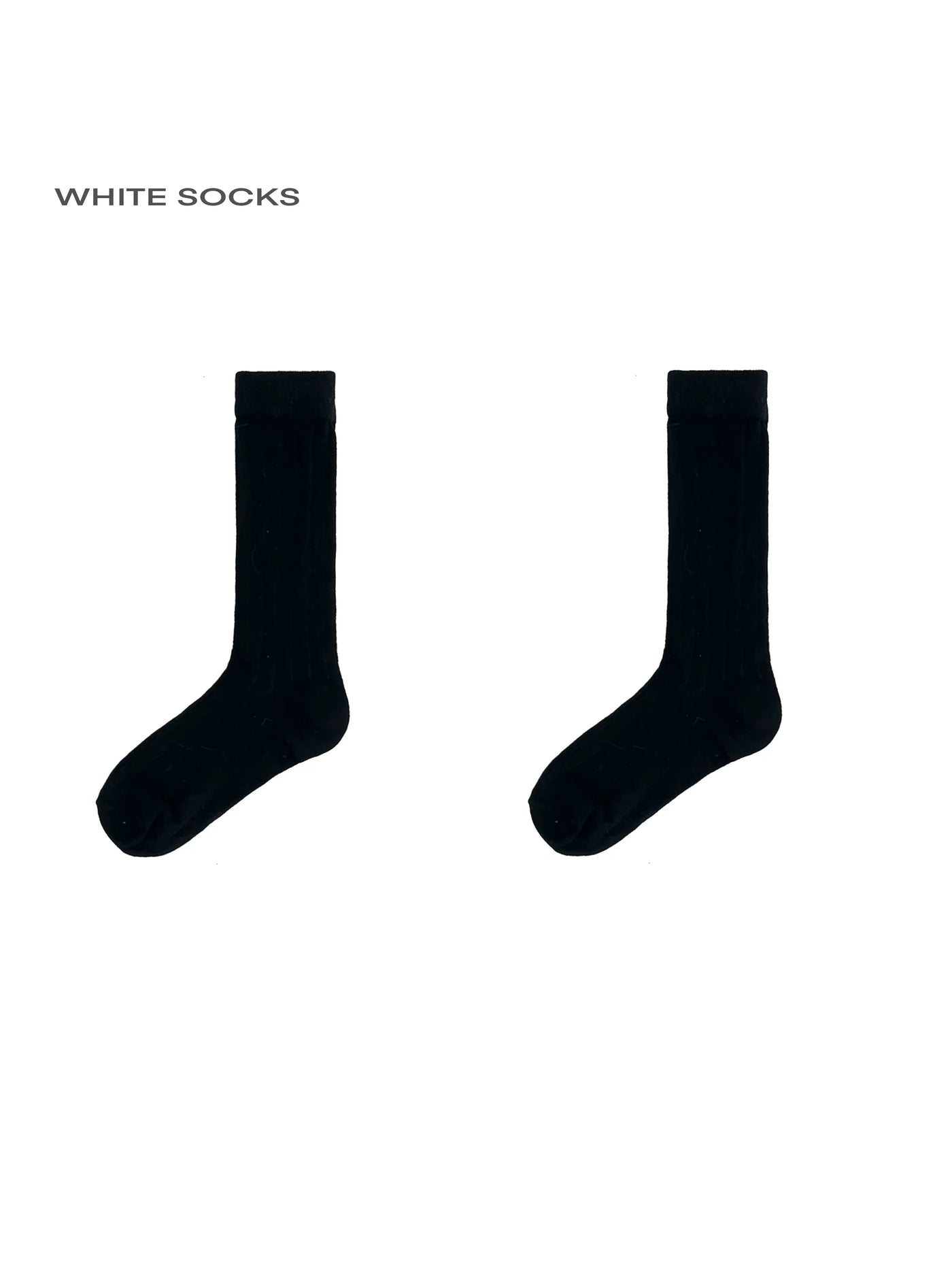 White Socks - Vertical Stripe - Ribbed Calf Socks with Slouch Folds