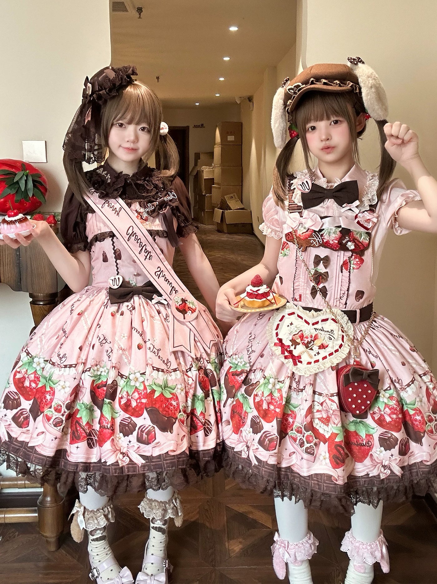 DreamWhale - Strawberry Chocolate Lover - Sweet OP / JSK Dress Set