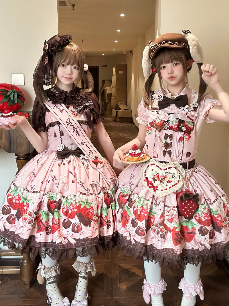 DreamWhale - Strawberry Chocolate Lover - Sweet OP / JSK Dress Set