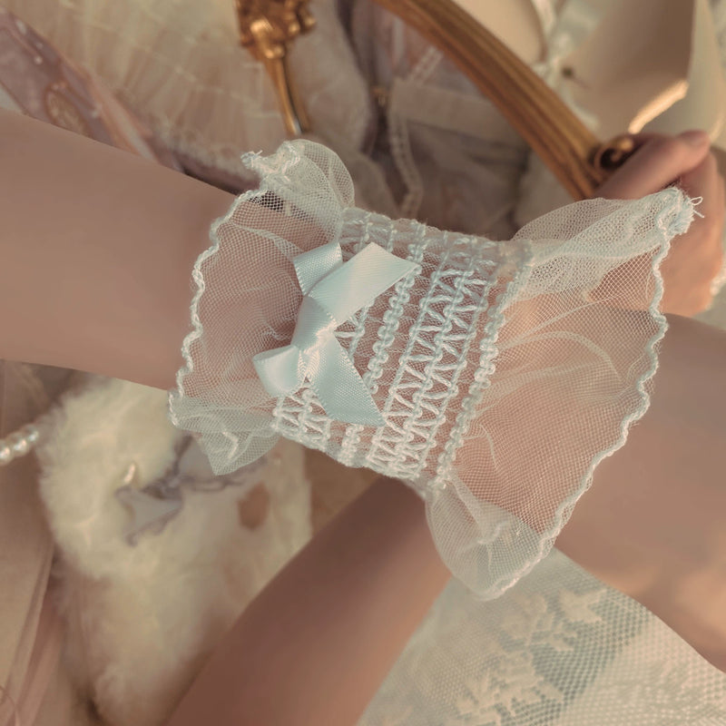 Sock Noble - Small Bow - White Lace Sleeve Cuffs with Small Bows