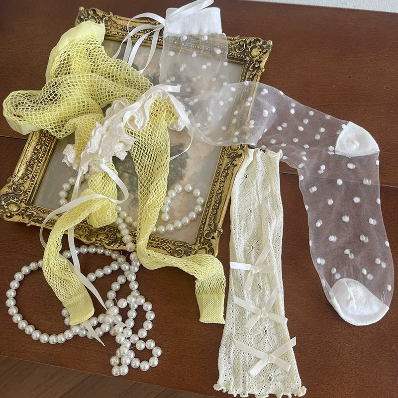 Sock Noble - Y2K Crystal Layering - Pantyhose and Sock Covers with Lace Trim