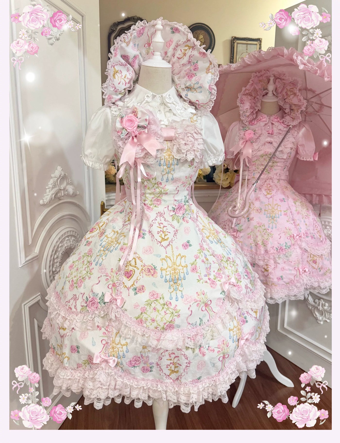 Tata Long Ear - Vintage Bow Lace - Short-Sleeve Blouse with a Doll Collar