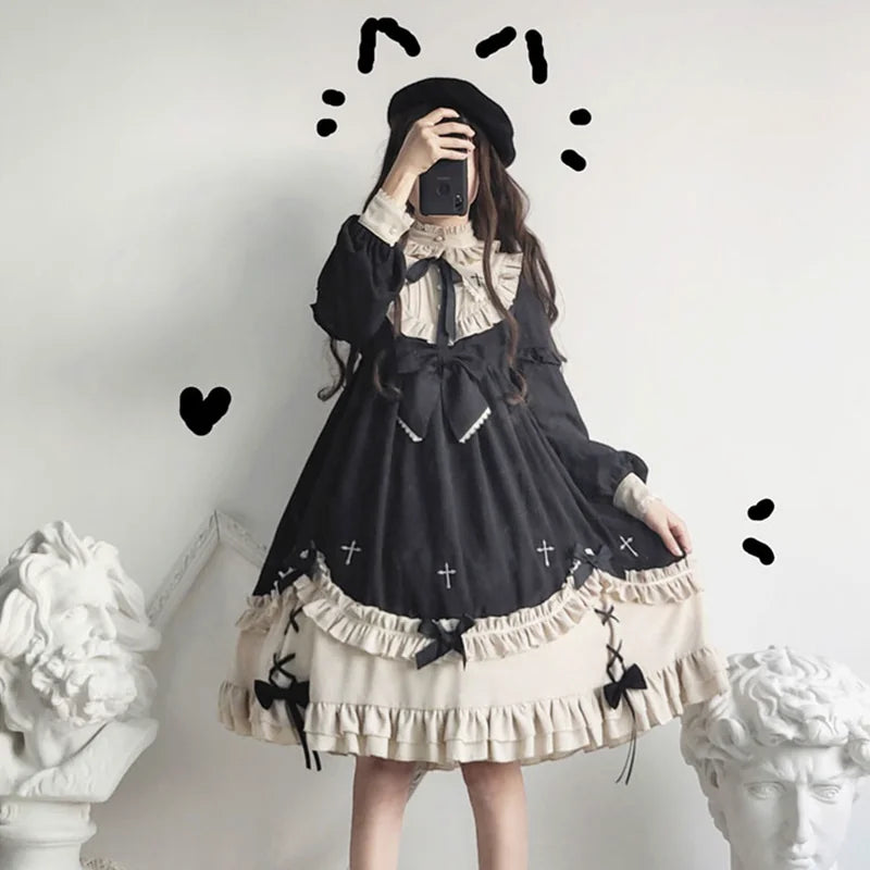 Yueele - Autumn Midnight - Plus-Size Sweet Lolita OP Dress - detail view 6
