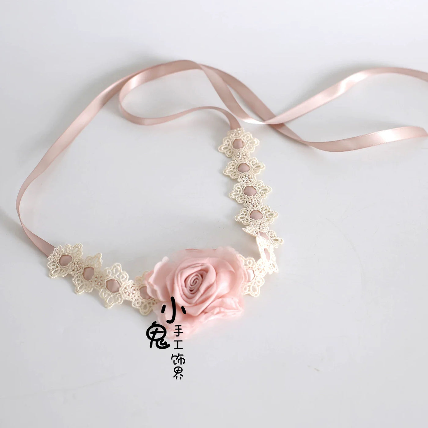 Xiaogui - Elegant Champagne Lolita Headdress - Floral & Bows Headwear