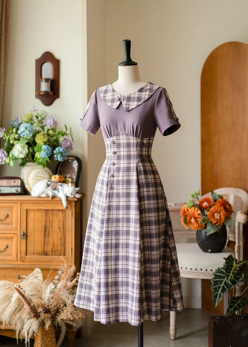 Forest Wardrobe - Clear Sky Forest - Vintage Plaid Panelled Dress - 8