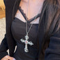 Pink silver-base large cross chain (pendant 8*11.5cm)