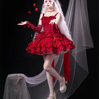 Zhijinyuan - Dance of Time - Ballet JSK Dress with Bow Train - Red JSK + Back Bow Train / S