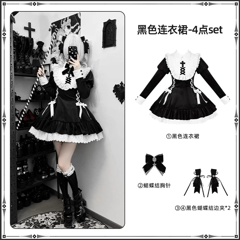 With PUJI - Oxygen Ion - Sweet Lolita OP Dress, Ruffle Trim & Velvet detail view 8
