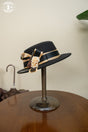 Black large hat - black bow tie