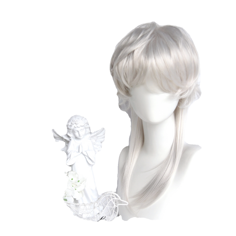Silver-white men's trailing cosplay wig - view 4