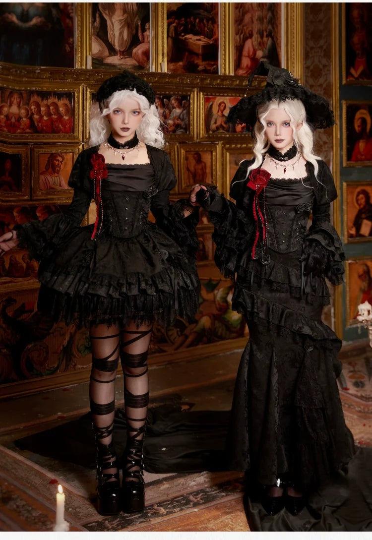 With PUJI - Twilight - Black Gothic Lolita Skirt Set, Witch-Inspired
