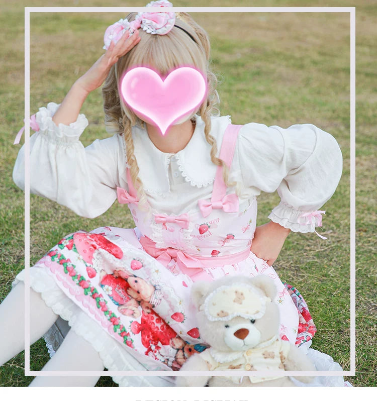 Yueele - Pink Ribbon - Plus-Size Lolita Outfit Set - detail view 6