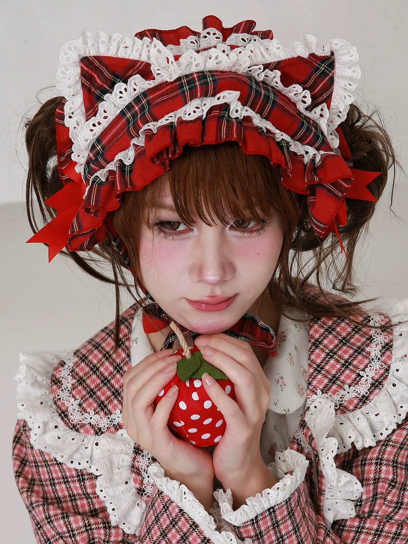 MEME Christmas Red Plaid Cat-Ear Headband — additional product view