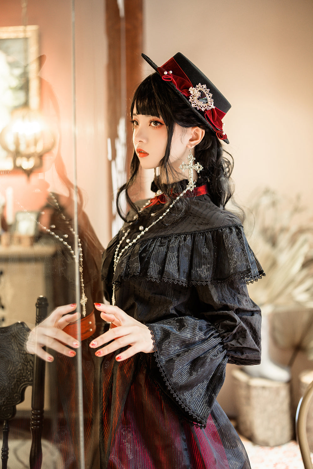 Princess Chronicles - Elegant Lolita Bow Flat Bonnet - Handmade Headwear