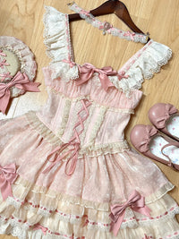 Little Froufrou Butterfly – Plus Size Sweet Lolita JSK - Little Flutter strappy dress (train bow) / S