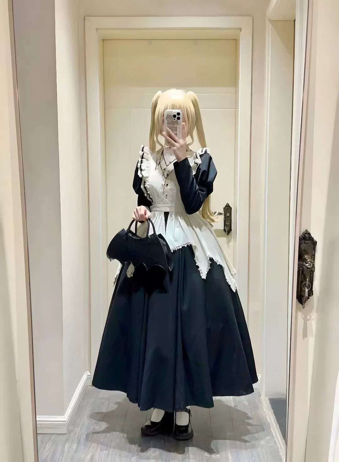 Sweetheart Dream Machine - Nun's Apron - Black OP Dress with White Apron
