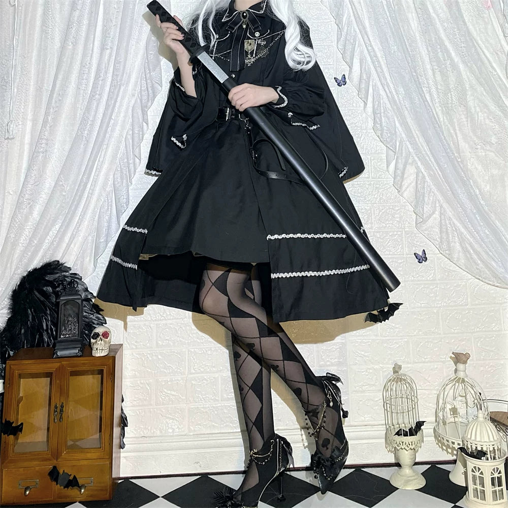 Fantasy Doll - Poker Diamond Grid - Over-the-Knee Socks with Playing-Card Suits