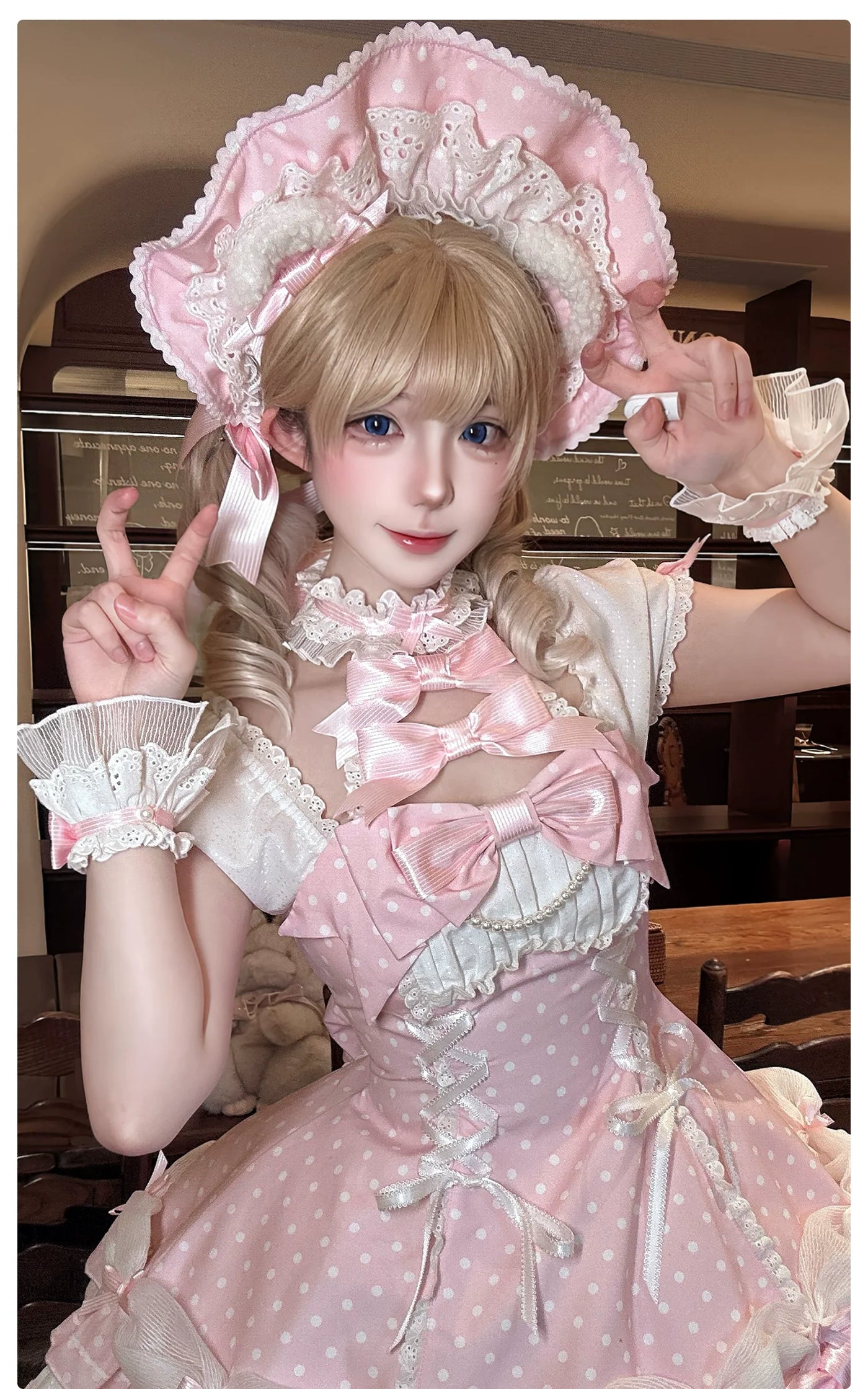 Alice Girl - Old School Lolita Halter Neck OP - Dress, Polka Dot Accent OP Dress