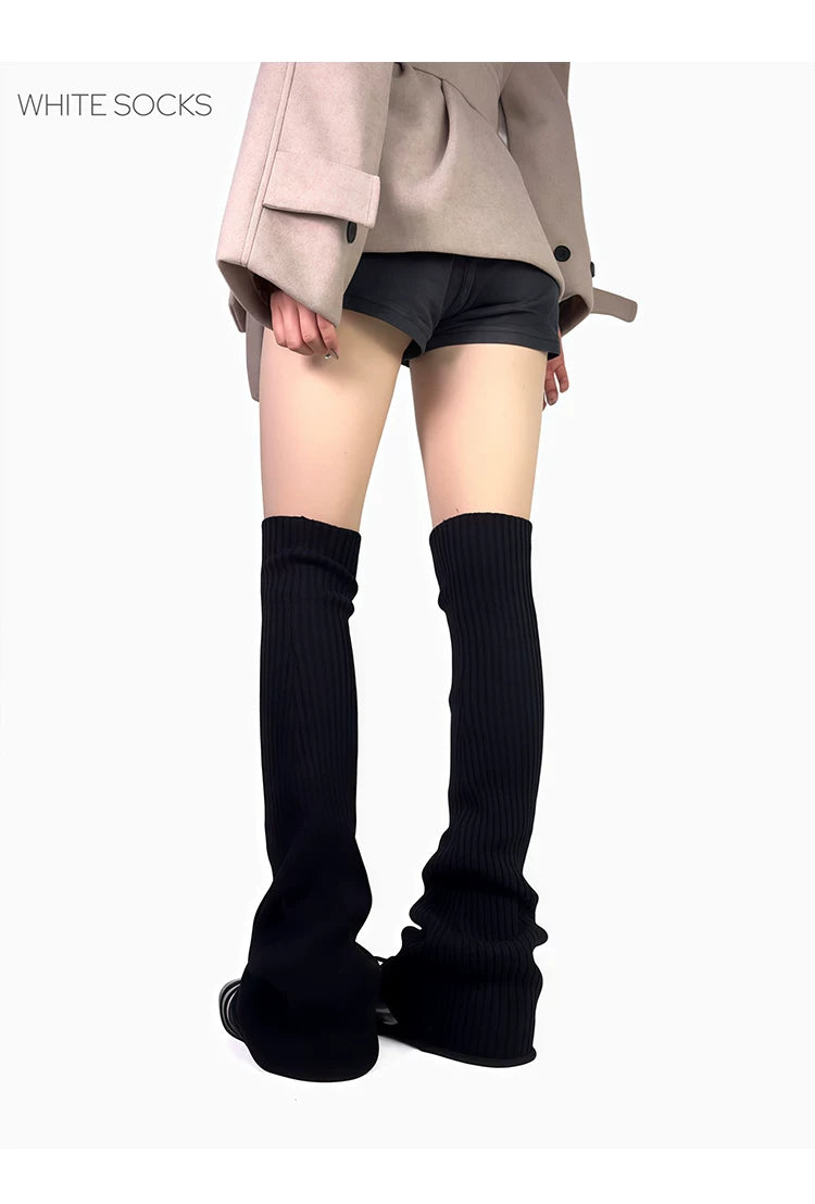 White Socks - Academy Slouch - Ribbed Calf Sock Leg Warmers