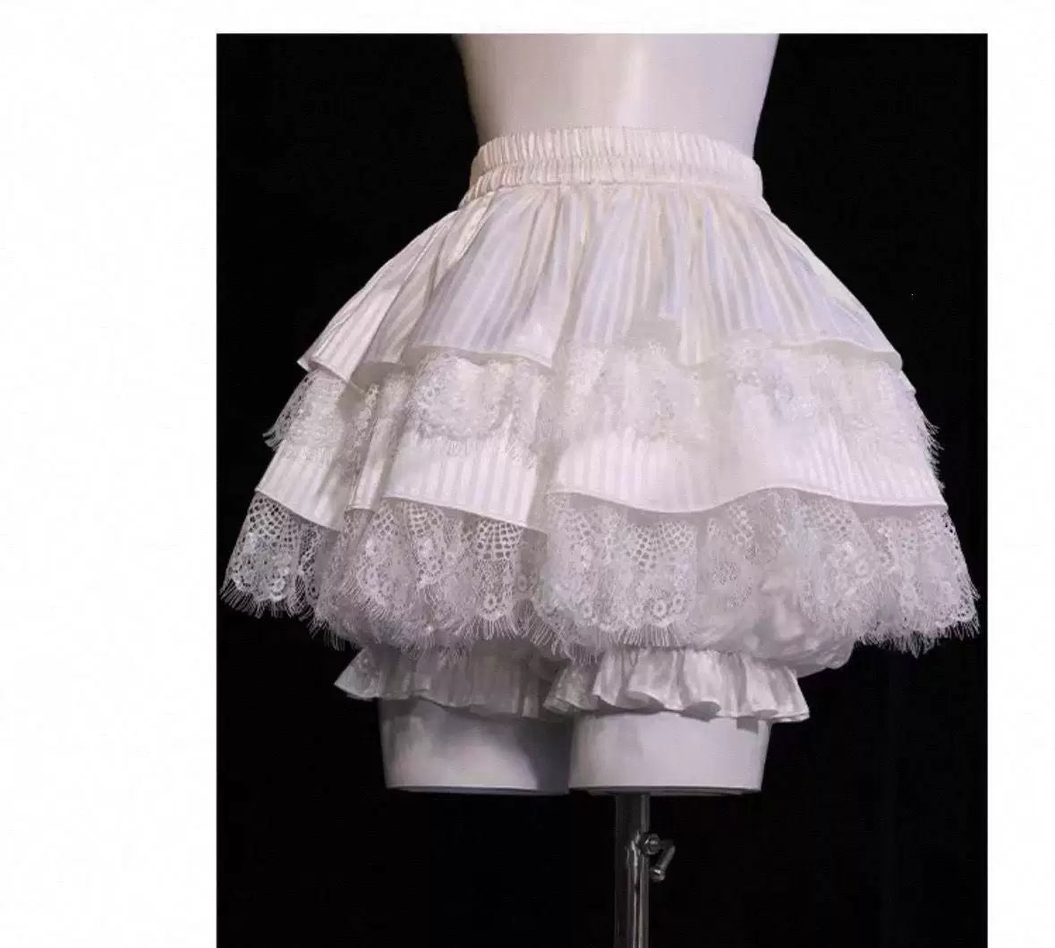 Sweetheart Dream Machine - Three-Color Puff Layers - Petticoat shorts with striped satin tiers