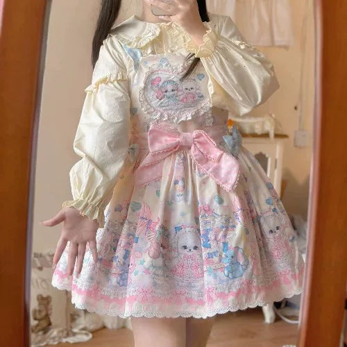 Hanguliang Sweet Cute Ruffled Collar OP