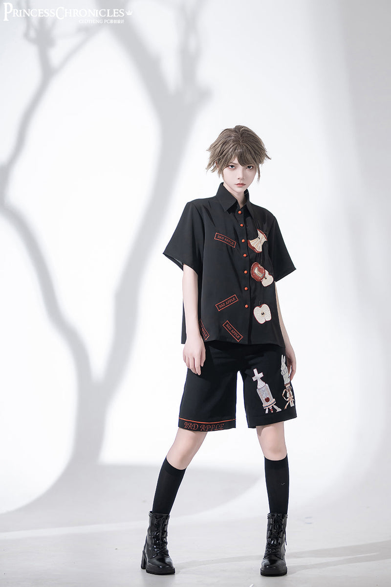 Princess Chronicles - Badapple - Ouji Lolita Black Shirt and Shorts Set