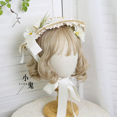 Xiaogui - Flower Lolita Tea Party Straw Hat - Headwear