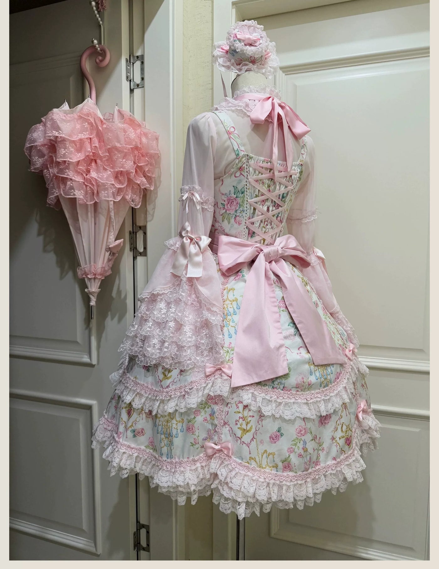 TaTaTa Lolita - Spring 2025 - Floral Old School Lolita JSK Dress, Lace Trims