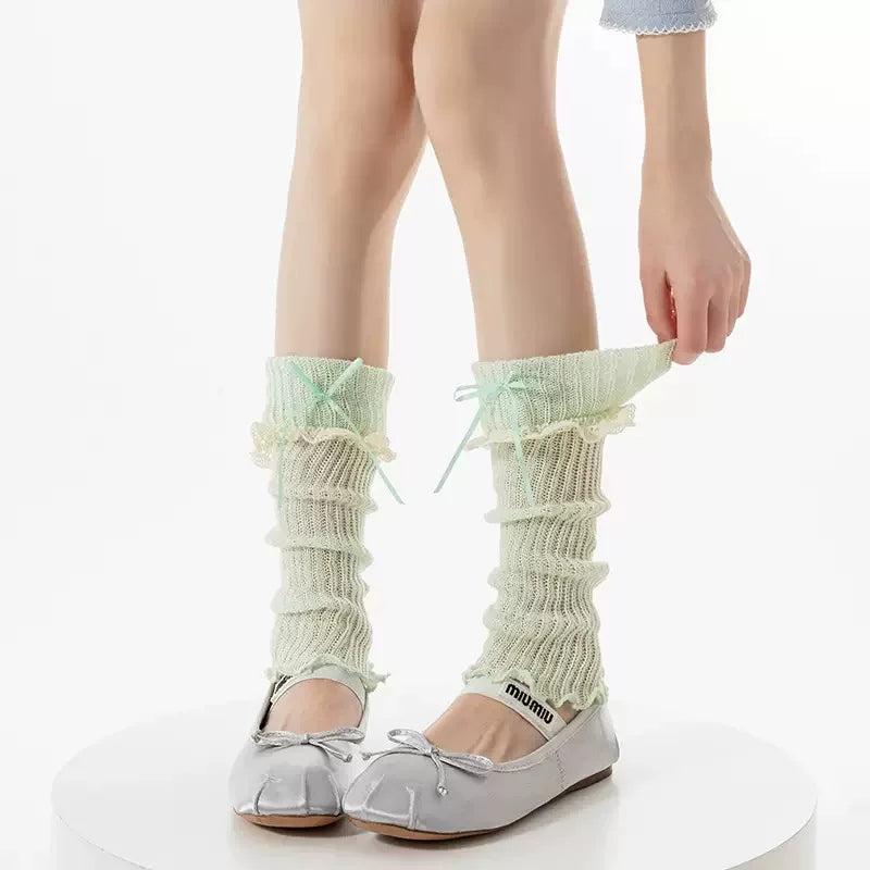 Handmade ribbon and lace Lolita leg warmers and socks - view 36