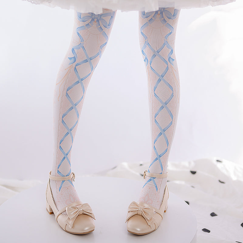 Roji Roji - 120D Velvet Sweet Lolita Printed - Tights Socks
