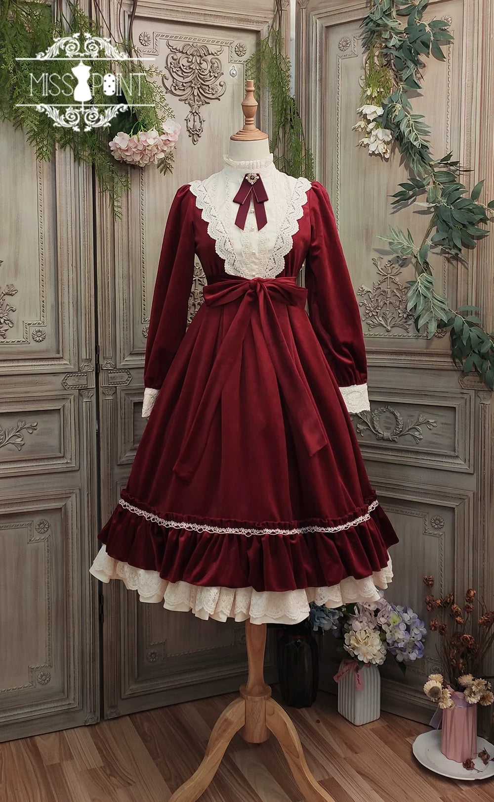 Miss Point - Customized Lolita Dress Vintage Elegant Velvet OP Dress (2XL L M S XL XS) 32520:391584