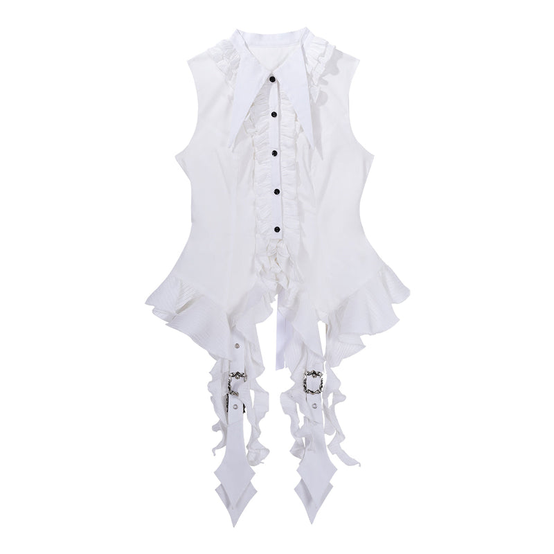 Designer's Gift - Shard Gem - Gothic Lolita Skirt Suit with Pointed-Collar Sleeveless Shirt