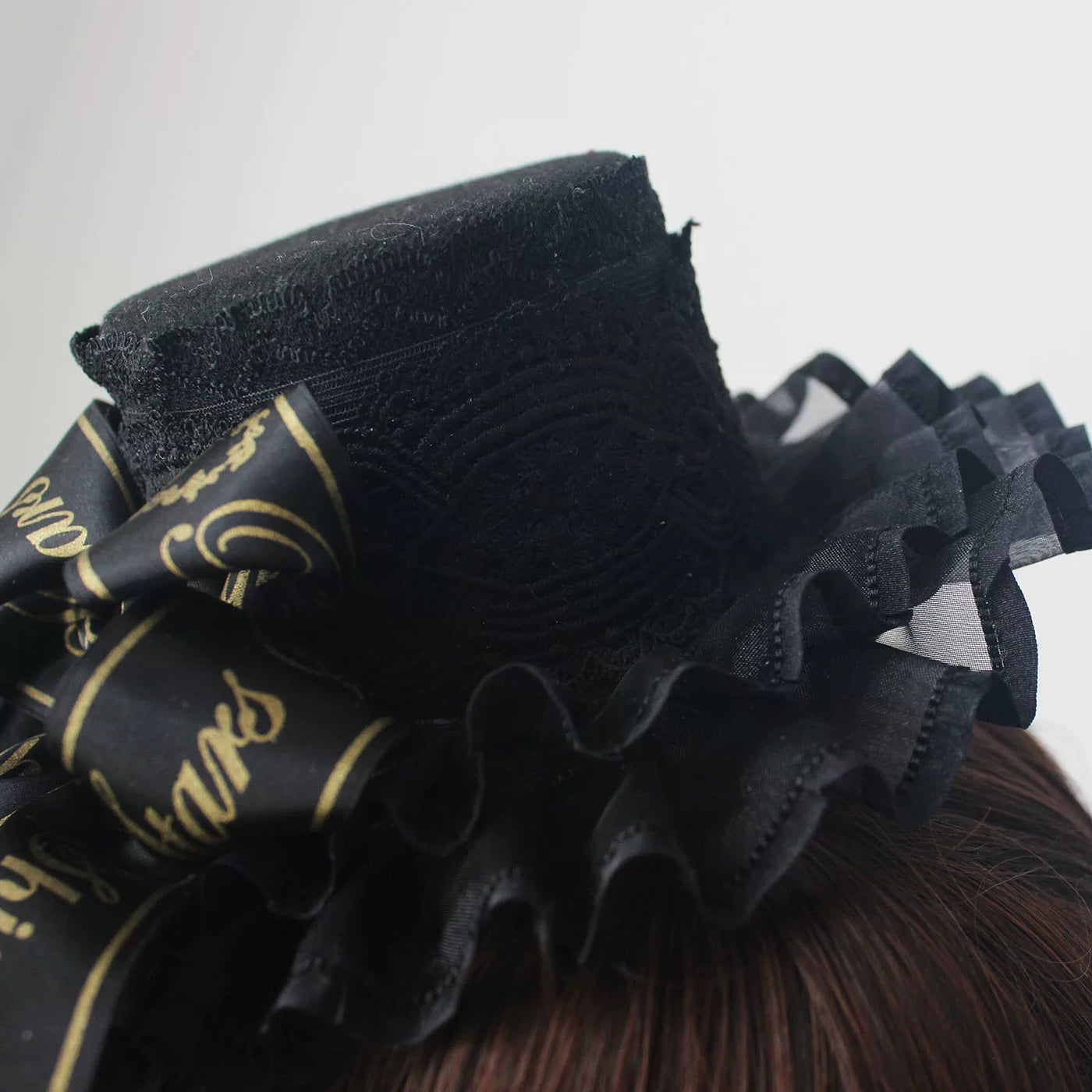 Deer Girl Handmade - 18th Anniversary Dream Bow - Black-and-Gold Headwear and Accessory Selection with Ruffled Details