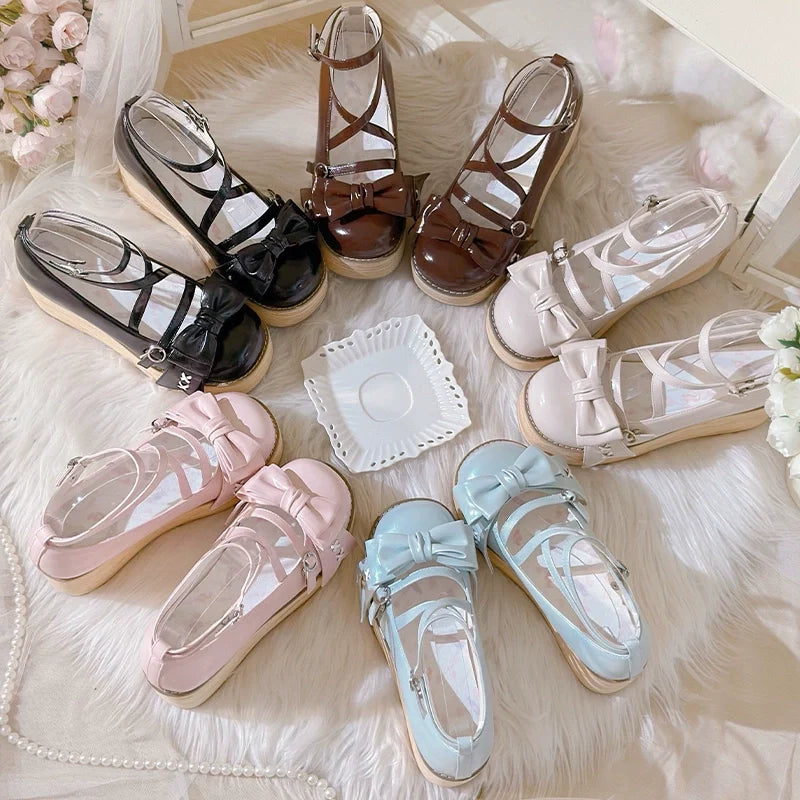 SeeYou - Sweet Cake - Sweet Lolita platform shoes with a round toe and large bow - product detail 5