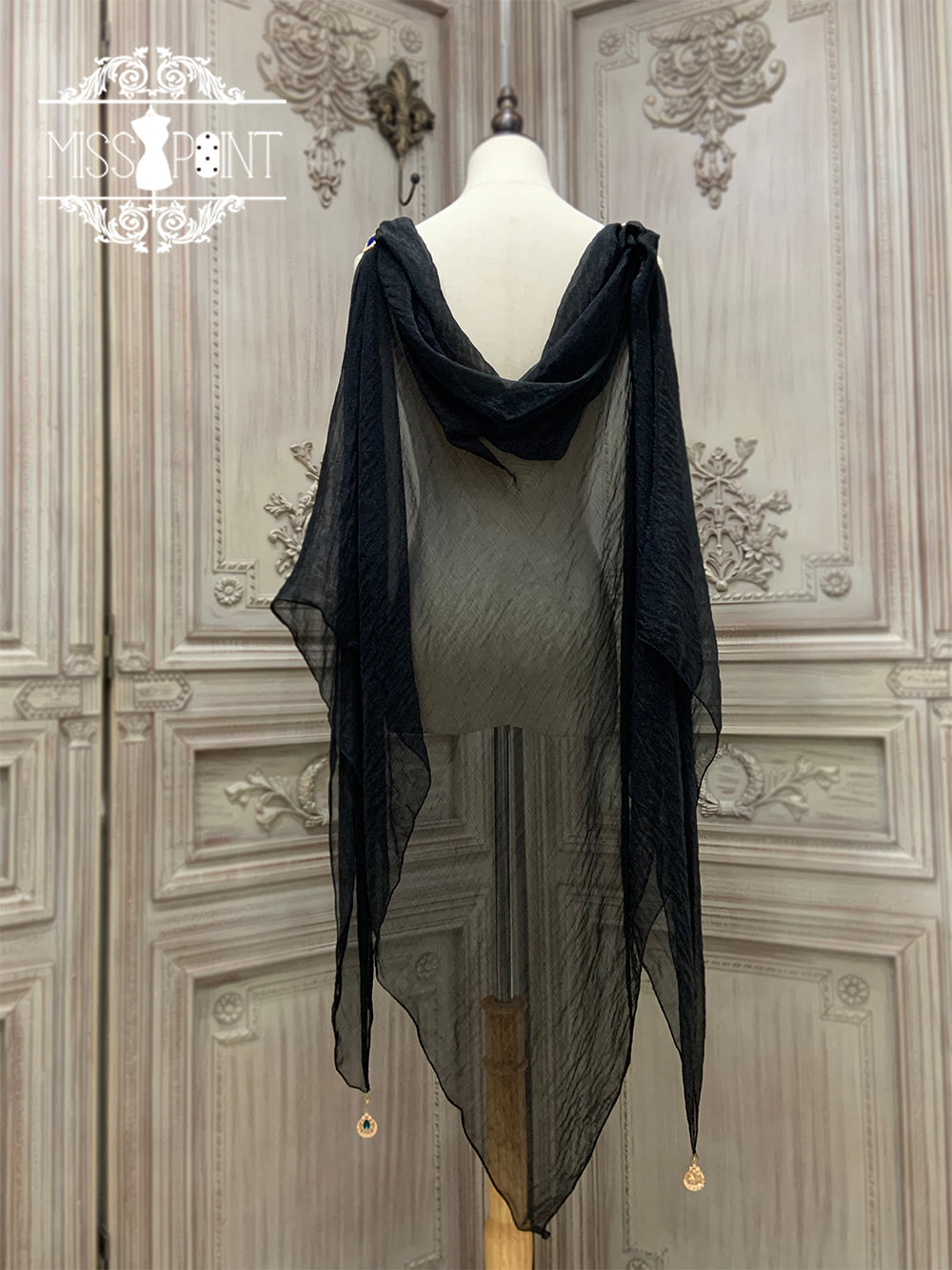 Dusk Bester - Egyptian Lolita Brooch Waistband Shawl black large shawl