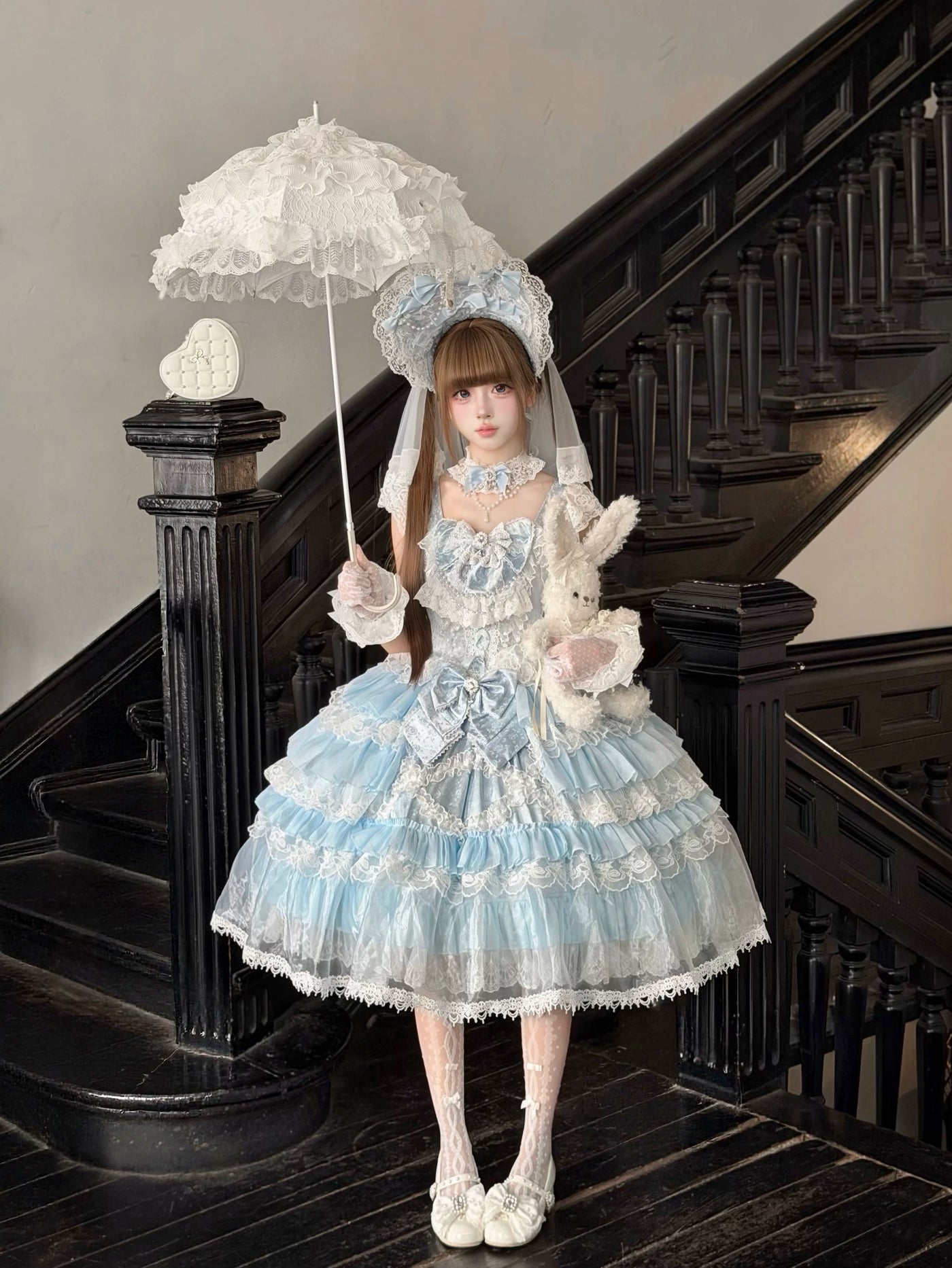 Miaolin Original - Rose Oath - Sweet bridal Lolita JSK with tiered