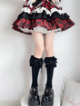 Black thin-ribbon calf socks (pure cotton) / One size (fits calf circumference within 40)