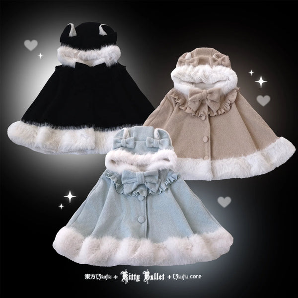 KittyBxllet Bow Kitten Cat-Ear Fleece-Lined Cape — additional product view