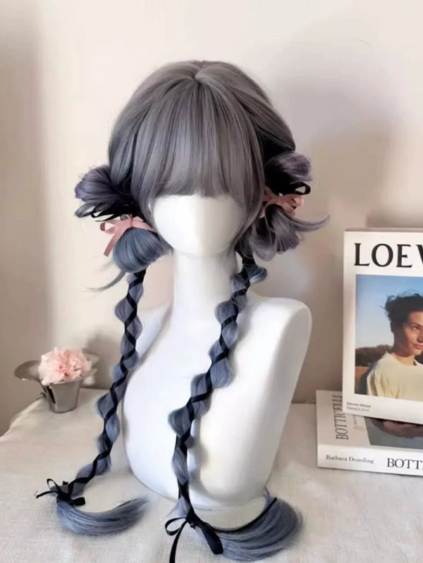 Kunkun Fish Smoky Blue Iris long smoky blue curly wig - view 1