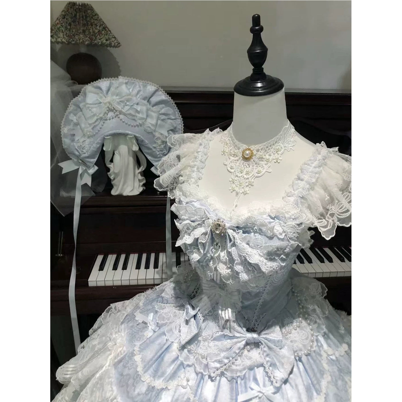 Creamy - Blue Ballet - Blue JSK Dress with Layered Lace Trim