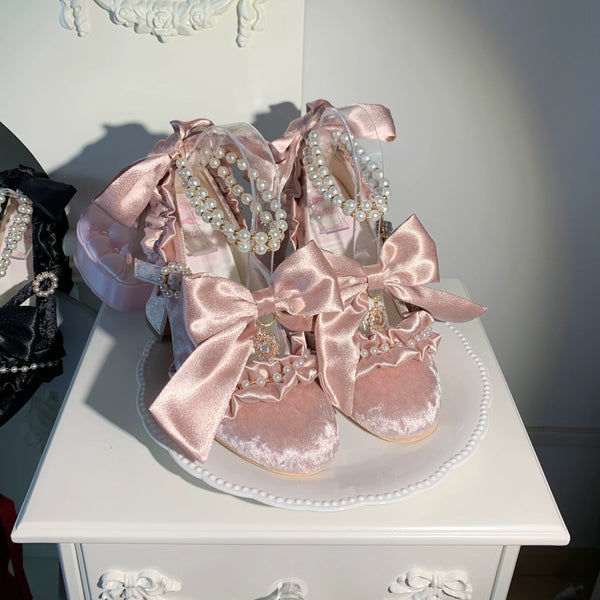 Aimee Ribbon Hymn Lolita shoes — Pink colour, product view